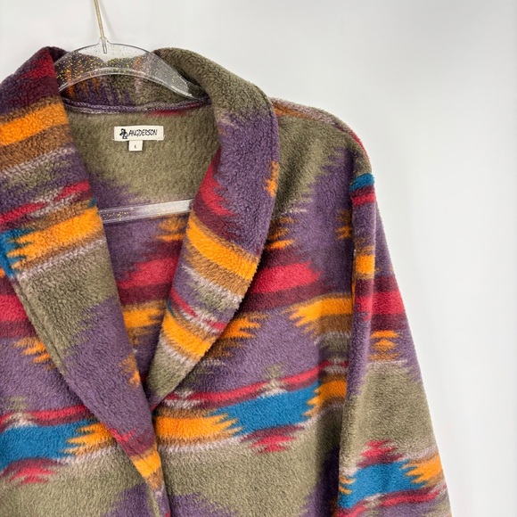 Angderson Southwestern Aztec Print Full Zip Fleece Jacket Size Large - Picture 2 of 10